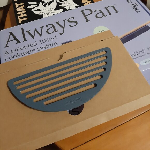 new Our Place Ceramic Nonstick Always Pan w/ O.P. Fry Deck, ltd. color "Indigo" - Picture 2 of 7